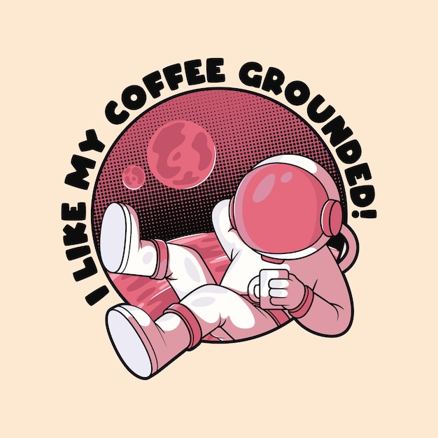 Astronauta bebiendo café en la ilustración del vector espacial. Bebidas, espacio, concepto de diseño de exploración.