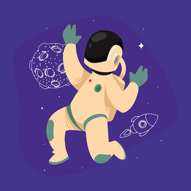 Vector astronauta con cohete