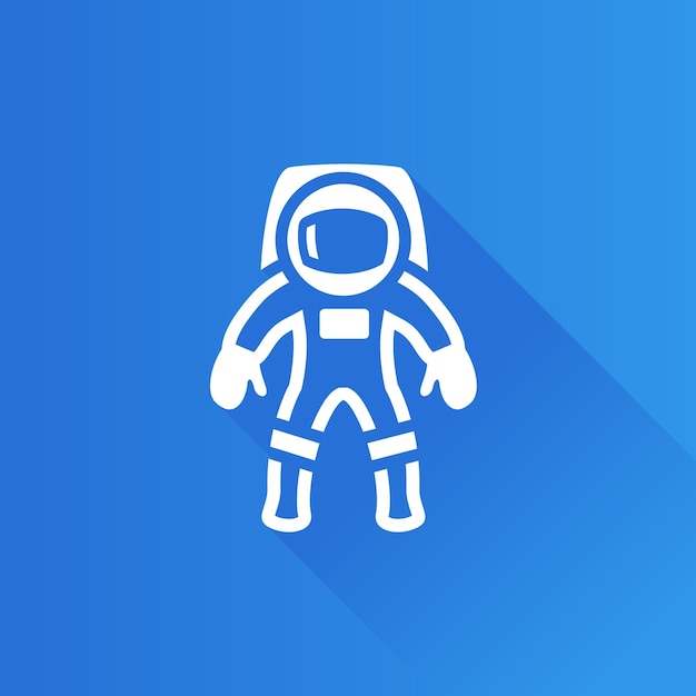 Astronauta color plano icono larga sombra vector ilustración