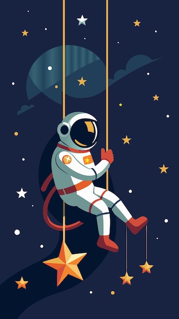 un astronauta en un columpio con la luna en el fondo