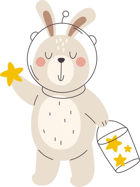Astronauta conejo con estrellas