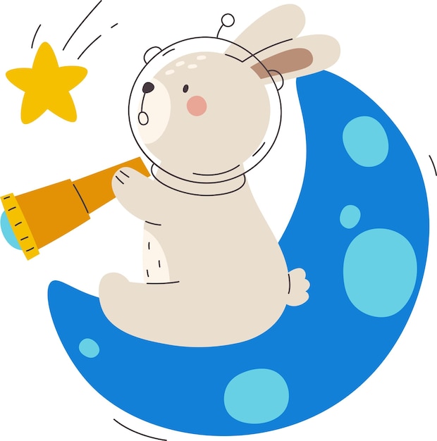 Astronauta conejo en la Luna