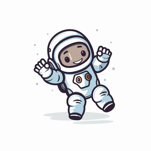 Astronauta corriendo ilustración vectorial de dibujos animados personaje astronauta lindo