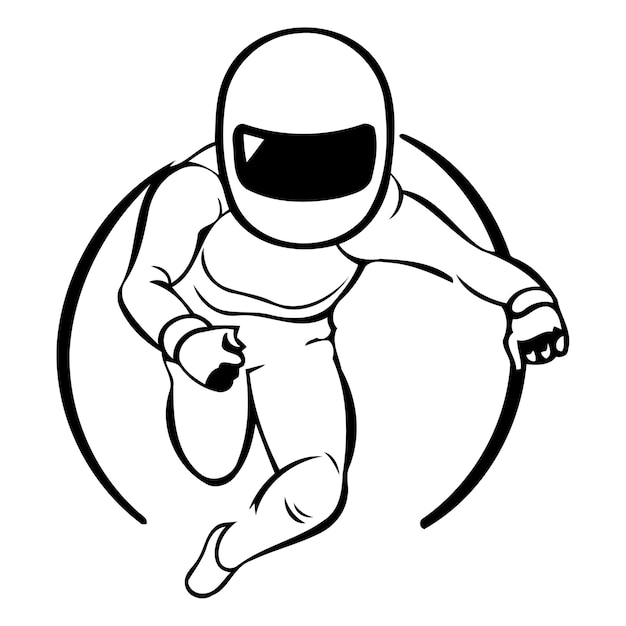Vector astronauta corriendo en el vector espacial ilustración sobre un fondo blanco