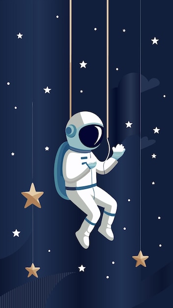 un astronauta en una cuerda con una estrella en ella
