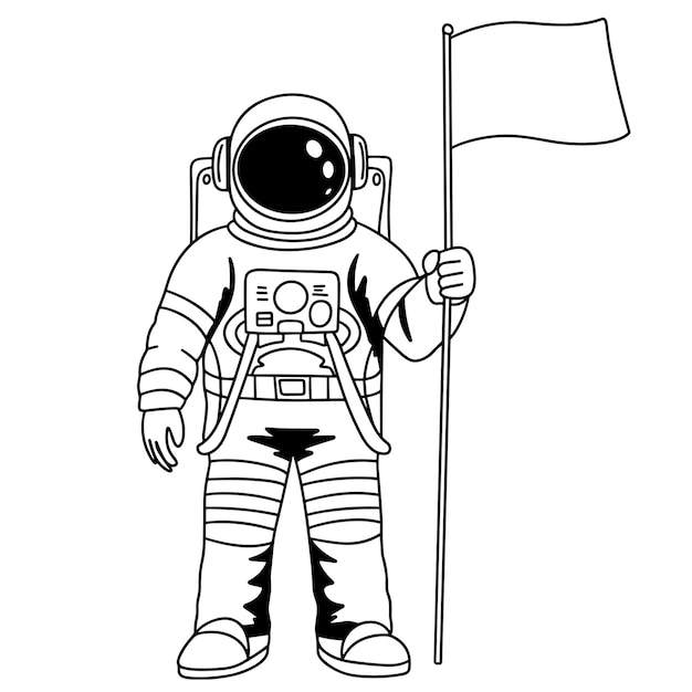 Astronauta dibujado a mano Contorno de astronauta aislado sobre un fondo blanco Arte vectorial dibujada a mano