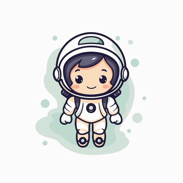 Astronauta de dibujos animados con fondo blanco Ilustración vectorial Diseño plano