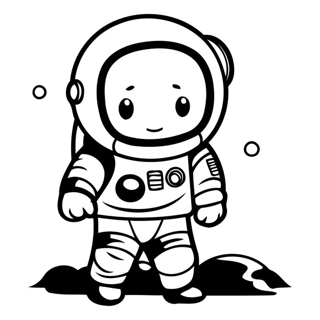 Vector astronauta de dibujos animados con traje espacial ilustración vectorial sobre fondo blanco