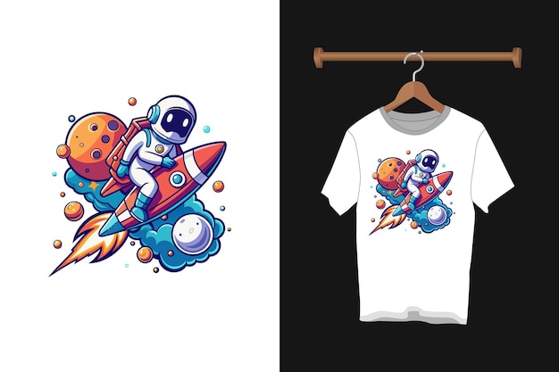 Astronauta con diseño creativo de camisetas con temas espaciales