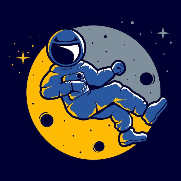 Vector astronauta con un divertido estilo hover