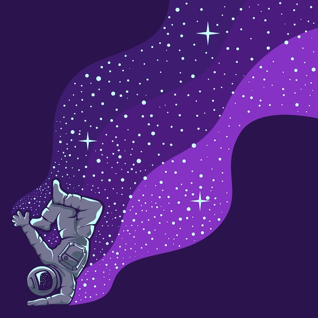 Astronauta divirtiéndose aislado en púrpura