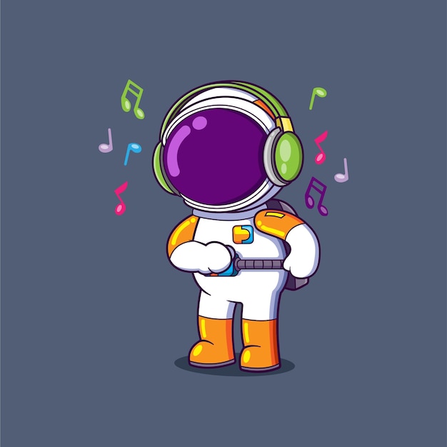 El astronauta está escuchando y bailando con la música hip hop.