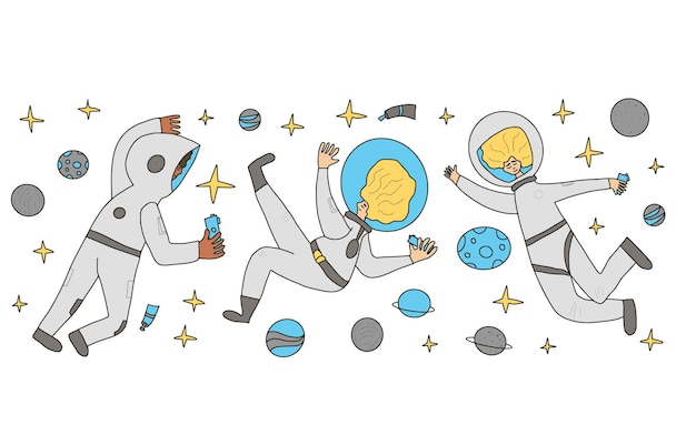 Astronauta en el espacio abierto Hombre flotando en el universo