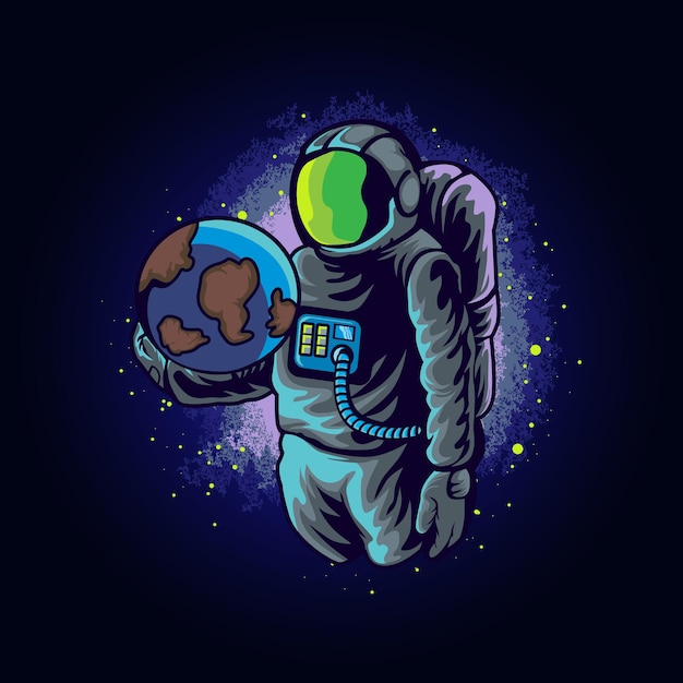 Vector el astronauta espera una mejor ilustración de la tierra.