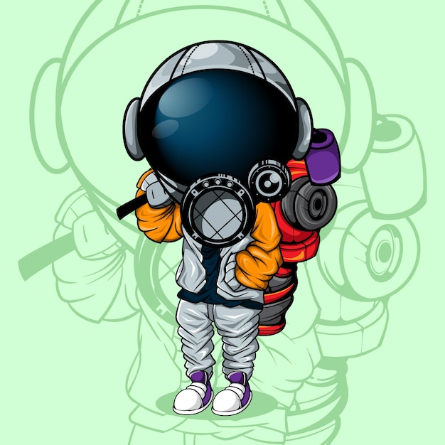 EL ASTRONAUTA CON ESTILO URBANO Y GRAN PINTURA EN SPRAY EN LA ESPALDA