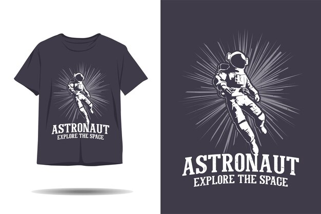 Astronauta explora el diseño de camiseta de silueta espacial.