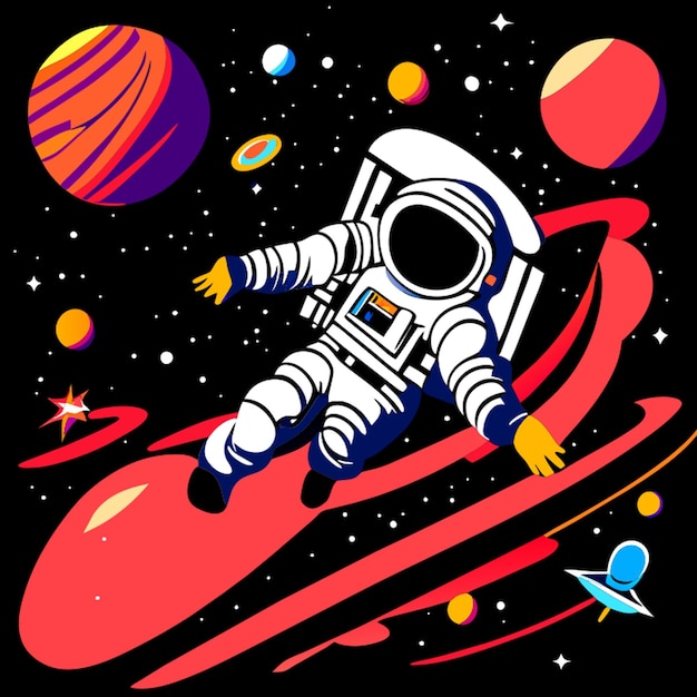 astronauta flotando en el espacio dibujos animados vectoriales