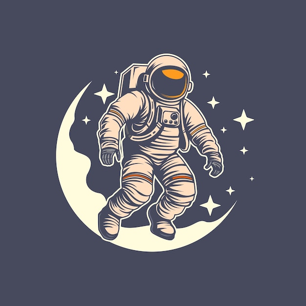 Astronauta flotando en la Luna entre las estrellas