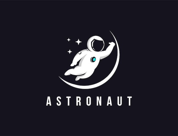 Astronauta flotante en el icono de vector de logo de espacio