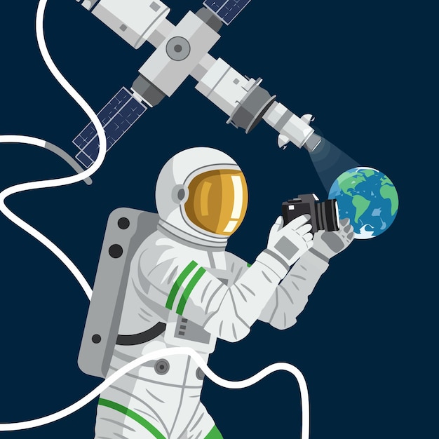 Astronauta fotografiando la Tierra desde la Estación Espacial