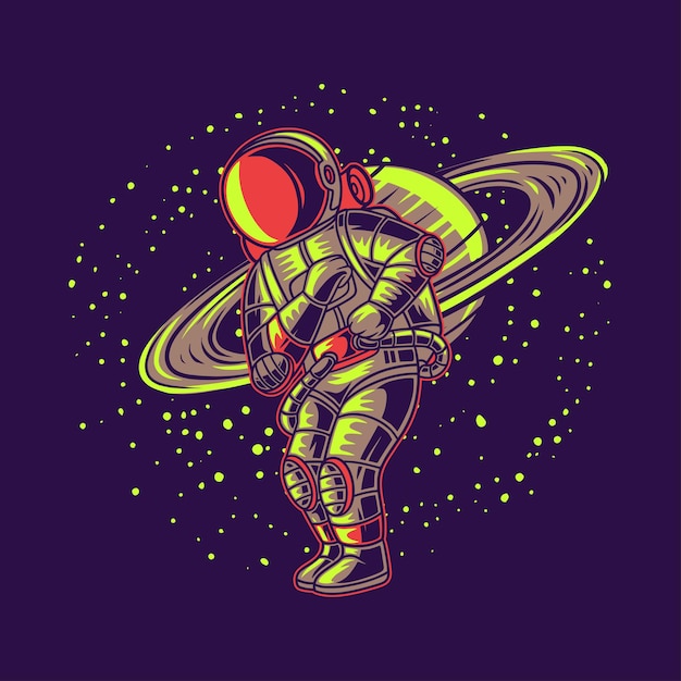 astronauta con ilustración de aventura planetaria