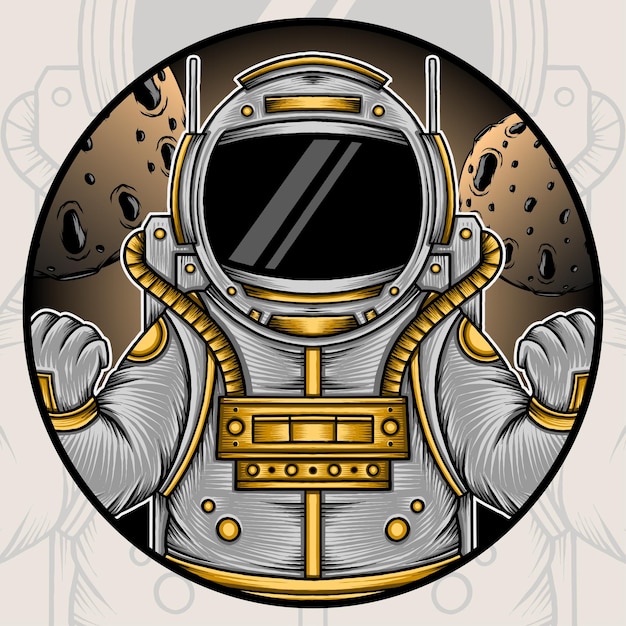 Astronauta en la ilustración del espacio