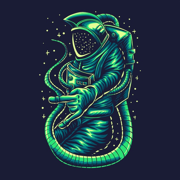 Astronauta en la ilustración del espacio