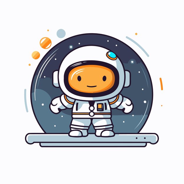 Vector astronauta lindo en el espacio ilustración vectorial en estilo de diseño plano