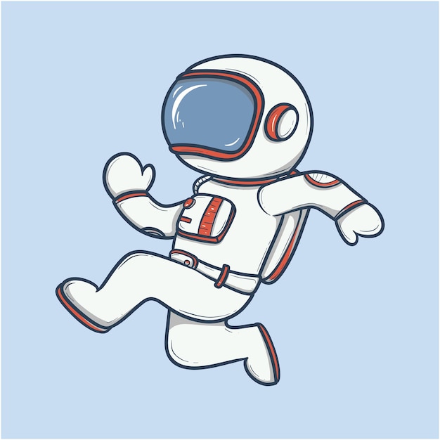 astronauta lindo en traje espacial corriendo