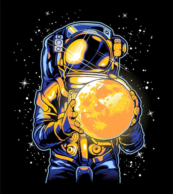 Vector astronauta y la luna