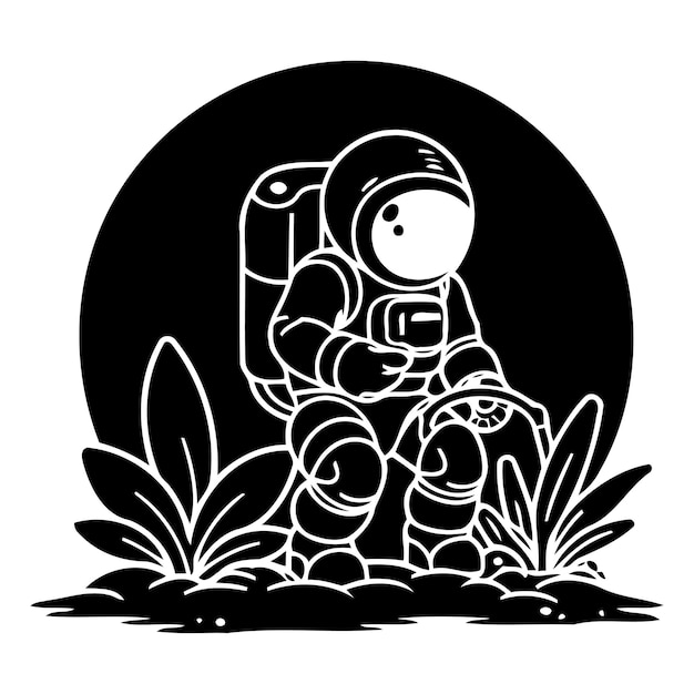 Astronauta a la luz de la luna ilustración vectorial de un diseño plano