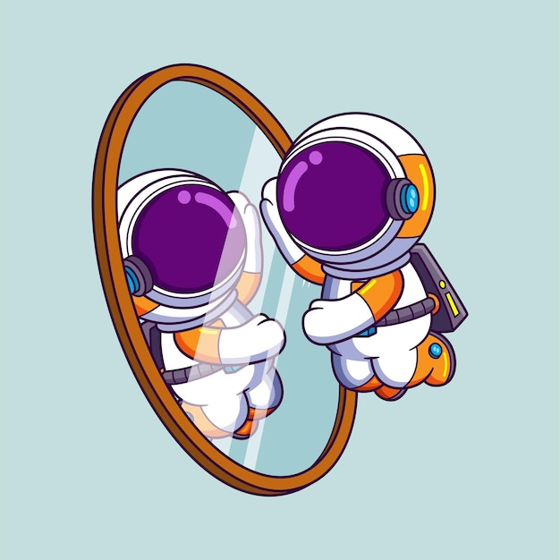 Vector un astronauta mirándose en el espejo.