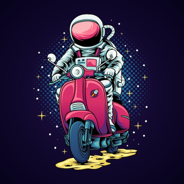 Astronauta montando una moto