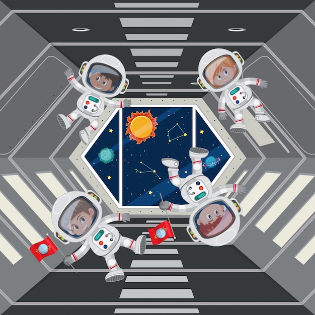 Astronauta en la nave espacial