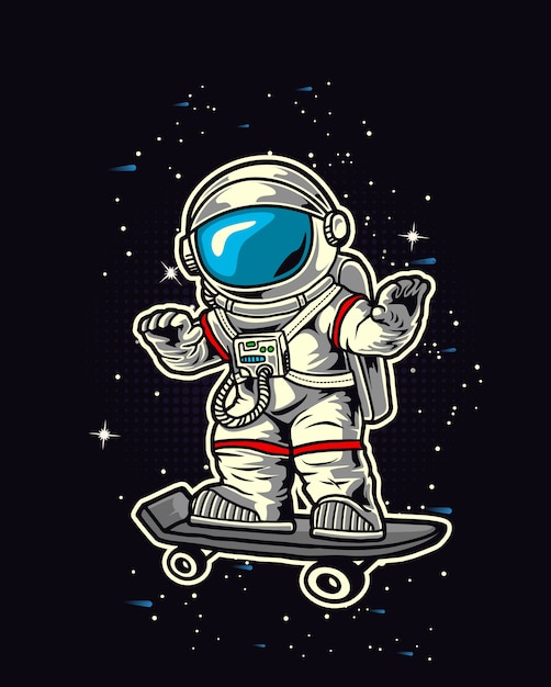 Vector astronauta patinar en el espacio