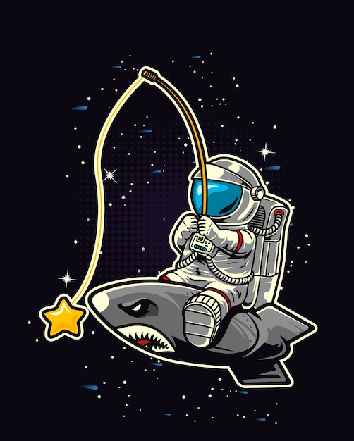 astronauta pescando en cohete espacial