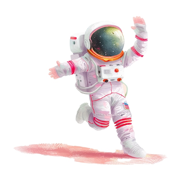 Astronauta pintando con acuarela de fondo blanco 7