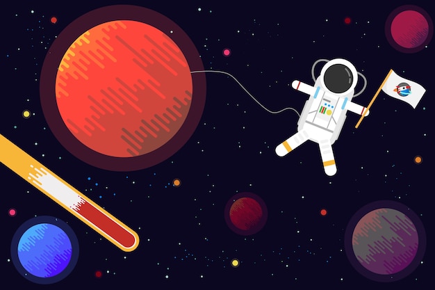 Astronauta con planeta design.vector e ilustración.