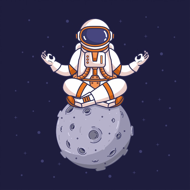 Astronauta en pose de meditación yoga