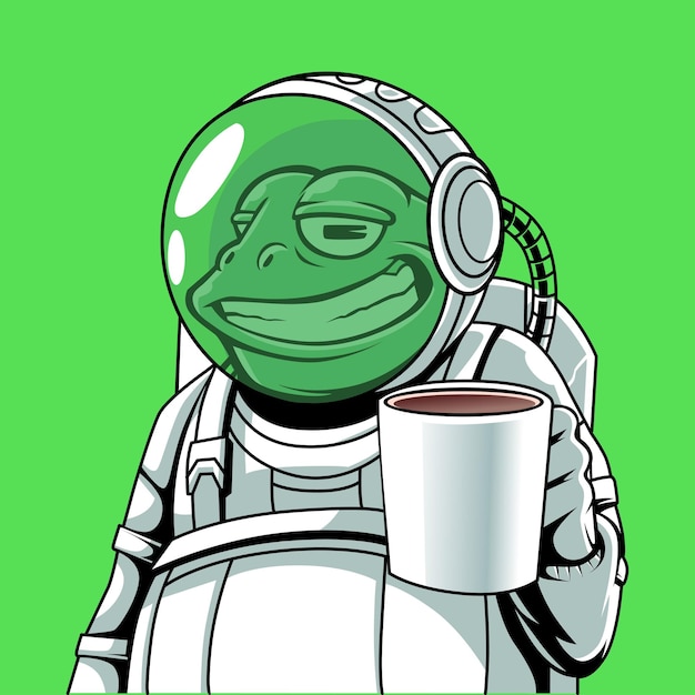 Astronauta de rana con ilustración de café