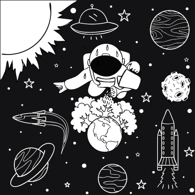 Astronauta regando el árbol