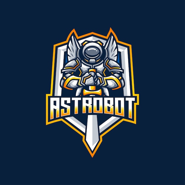 Astronauta robot espada ciencia logo