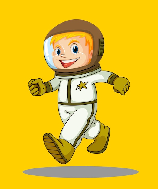 Astronauta sentado en el planeta y agitando la mano Ilustración de icono vectorial de dibujos animados