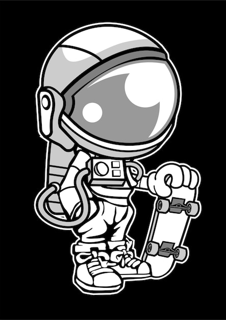 Astronauta Skaterboy Vector Ilustración