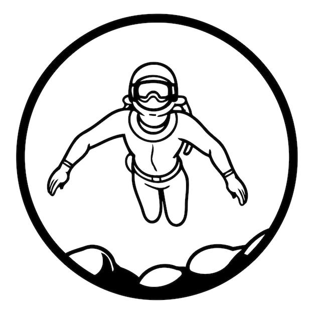 Vector astronauta en traje espacial flotando en el océano ilustración vectorial