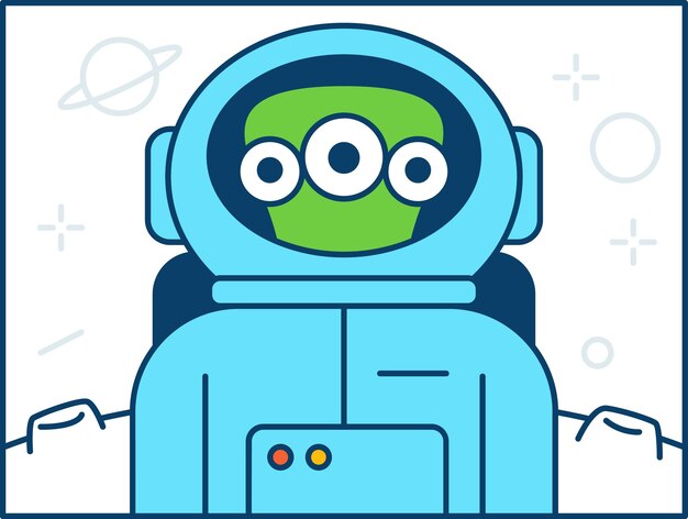 Astronauta en traje espacial Ilustración vectorial en estilo plano