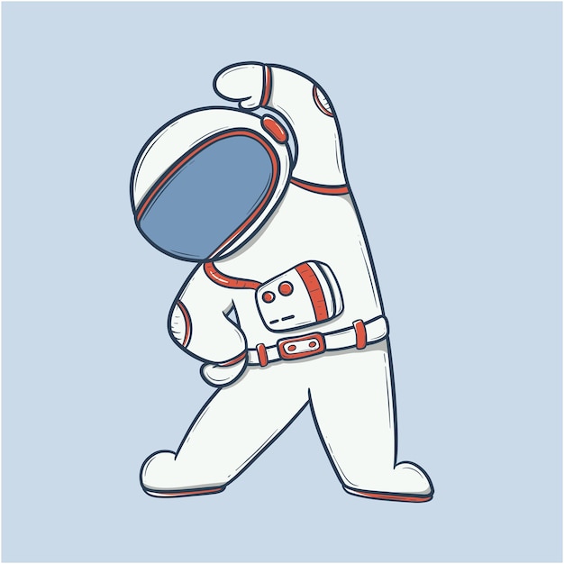Vector astronauta en un traje espacial de pie con una postura confiada