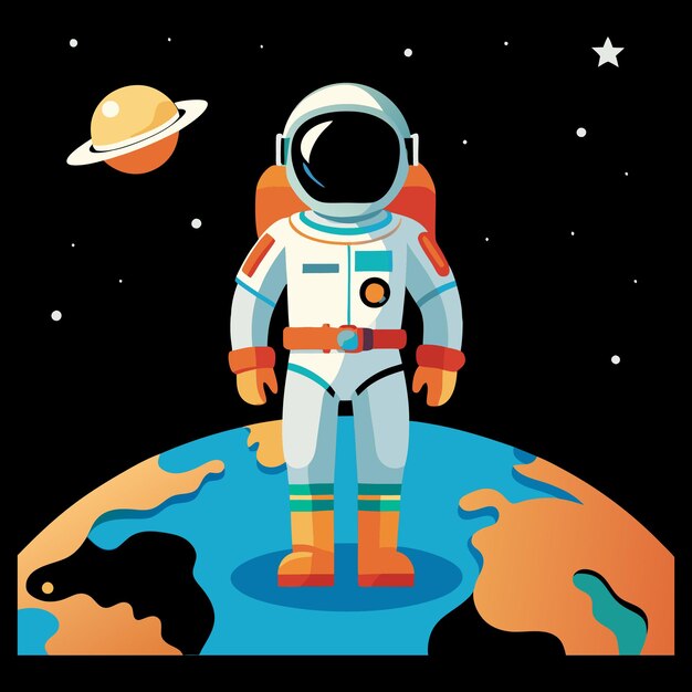 astronauta con traje espacial silueta vectorial de la tierra