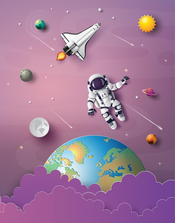 Astronauta en el vector del espacio exterior