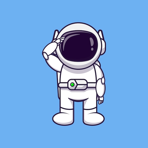 Astronauta vector icono dibujos animados saludando. concepto de fantasía. diseño sencillo de primera calidad